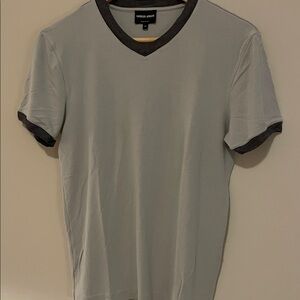 Giorgio Armani Light Gray Knit Sweater with Dark Charcoal Label